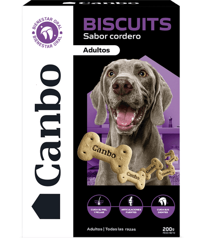 Canbo Biscuits sabor cordero adultos – caja frontal