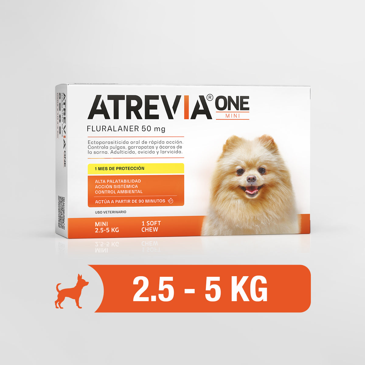 Agrovet Market | Atrevia ONE fluralaner antipulgas y antigarrapatas mensual para perros (1 tableta masticable) – Mini · perros de 2,5 a 5 kg