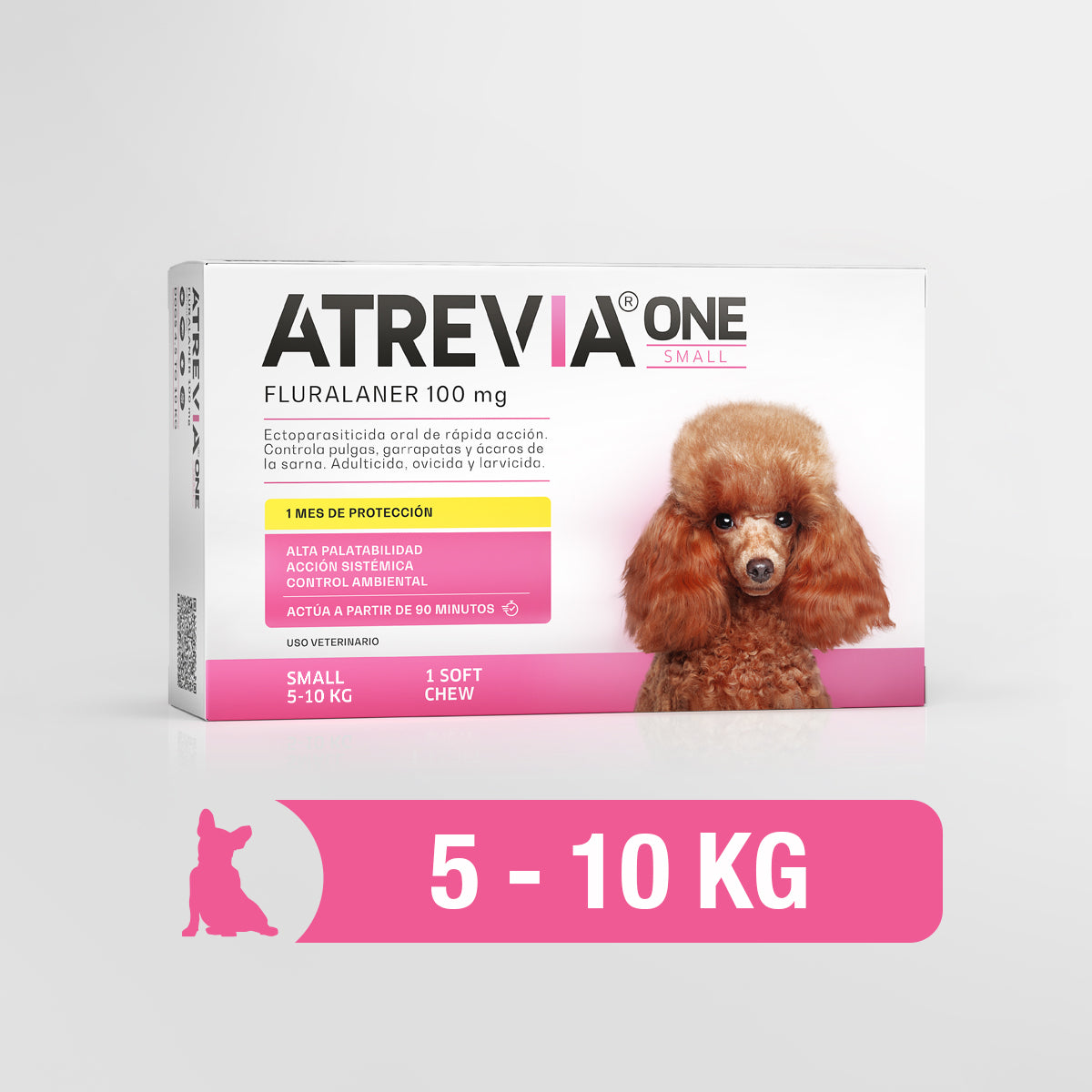 Agrovet Market | Atrevia ONE fluralaner antipulgas y antigarrapatas mensual para perros (4 tabletas masticables) – Small · perros de 5 a 10 kg