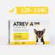Agrovet Market | Atrevia ONE fluralaner antipulgas y antigarrapatas mensual para perros (4 tabletas masticables) – X-Mini · perros de 1,25 a 2,5 kg