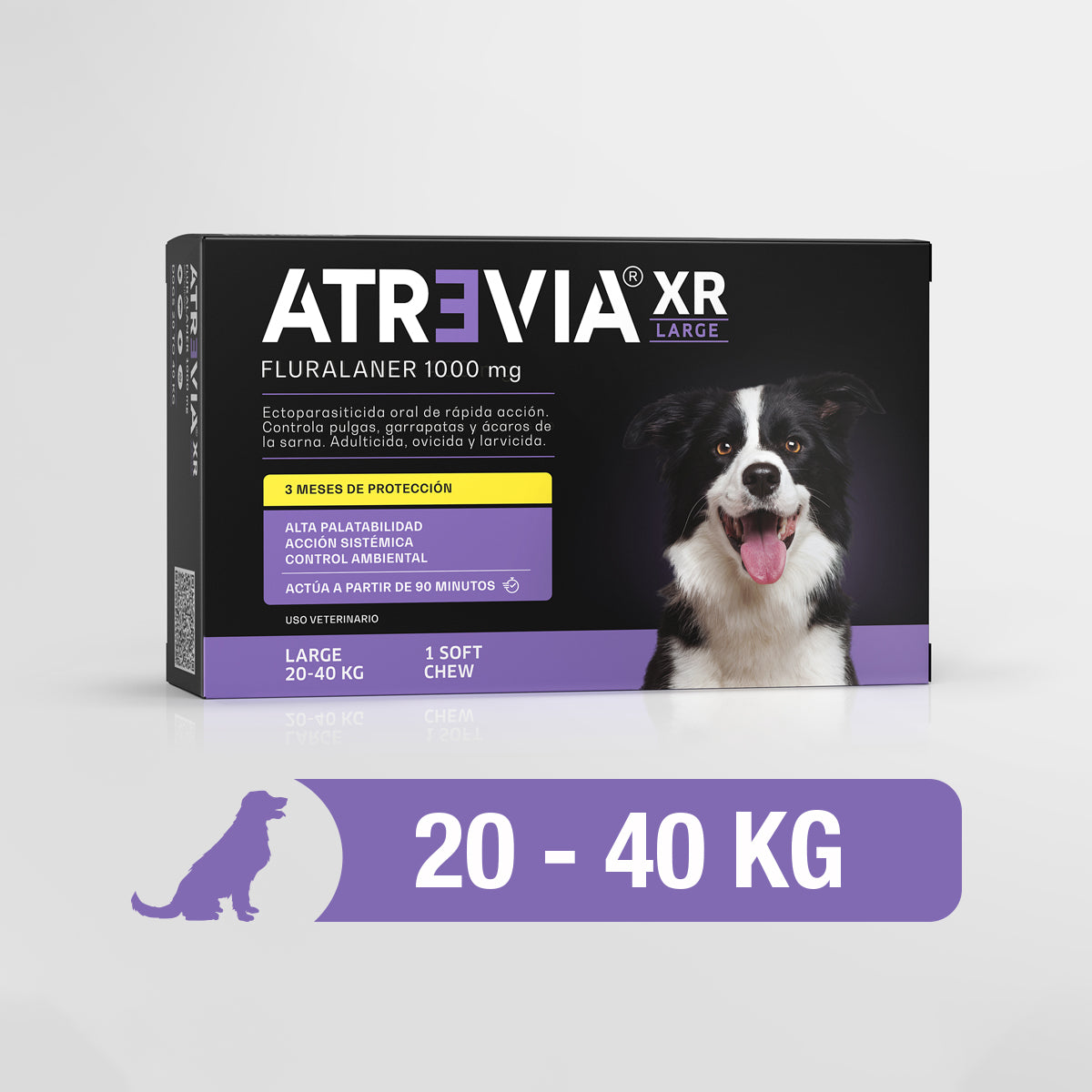Agrovet Market | Atrevia XR fluralaner antipulgas y antigarrapatas de 3 meses para perros (1 tableta masticable) – Large · perros de 20 a 40 kg