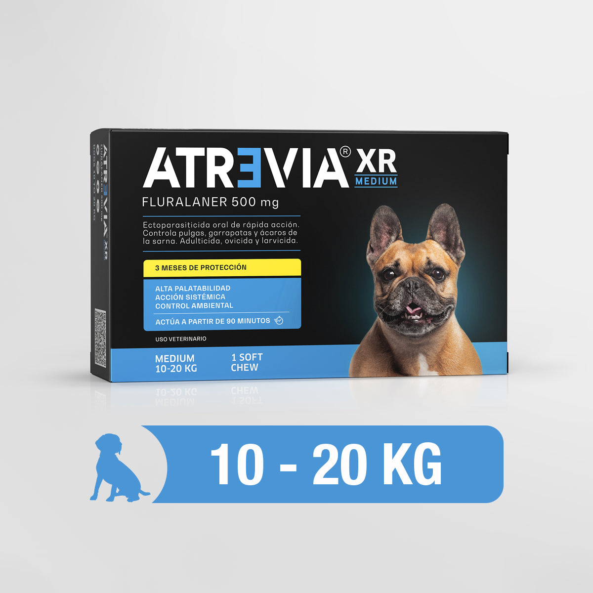 Agrovet Market | Atrevia XR fluralaner antipulgas y antigarrapatas de 3 meses para perros (1 tableta masticable) – Medium · perros de 10 a 20 kg