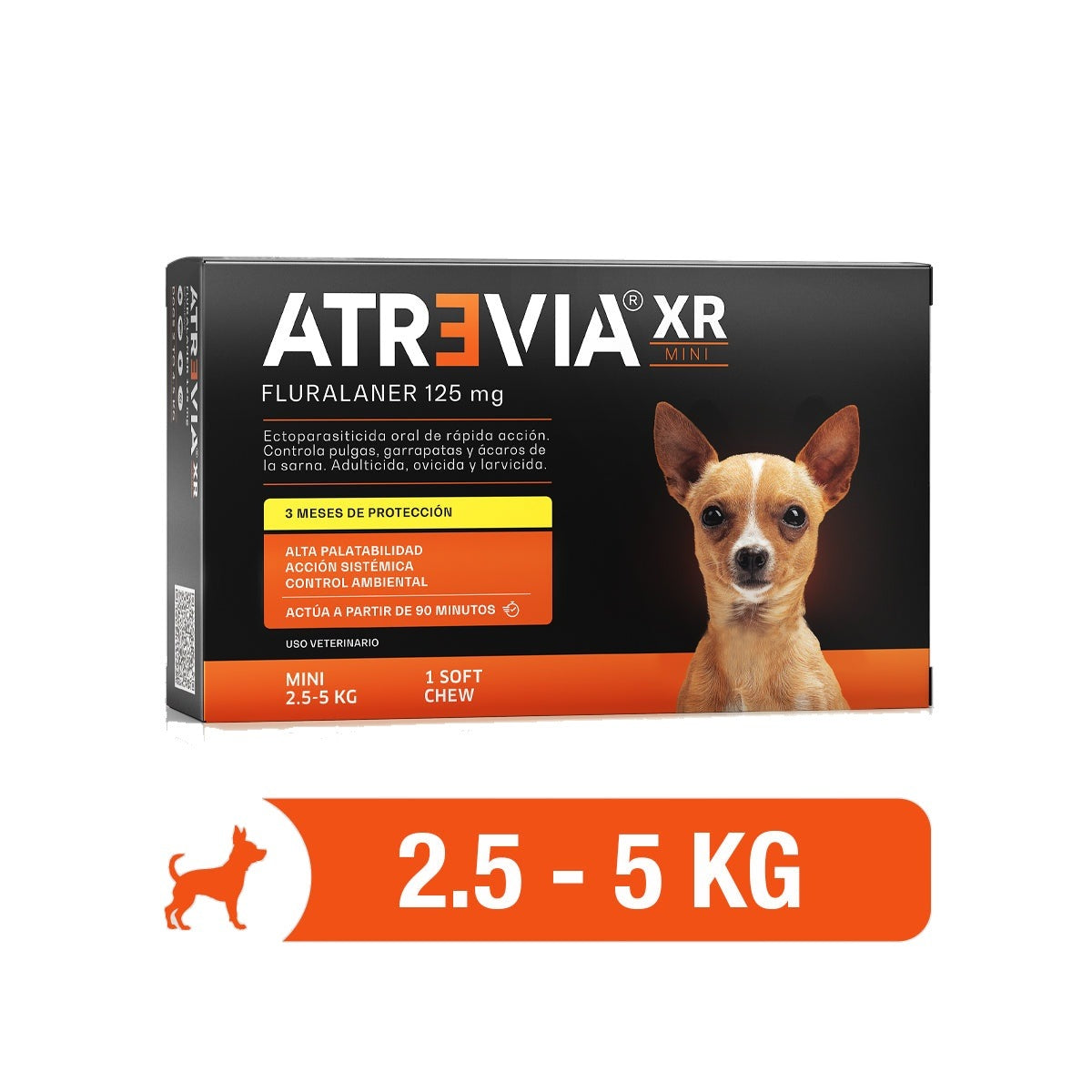 Agrovet Market | Atrevia XR fluralaner antipulgas y antigarrapatas de 3 meses para perros (4 tabletas masticables) – Mini · perros de 2,5 a 5 kg