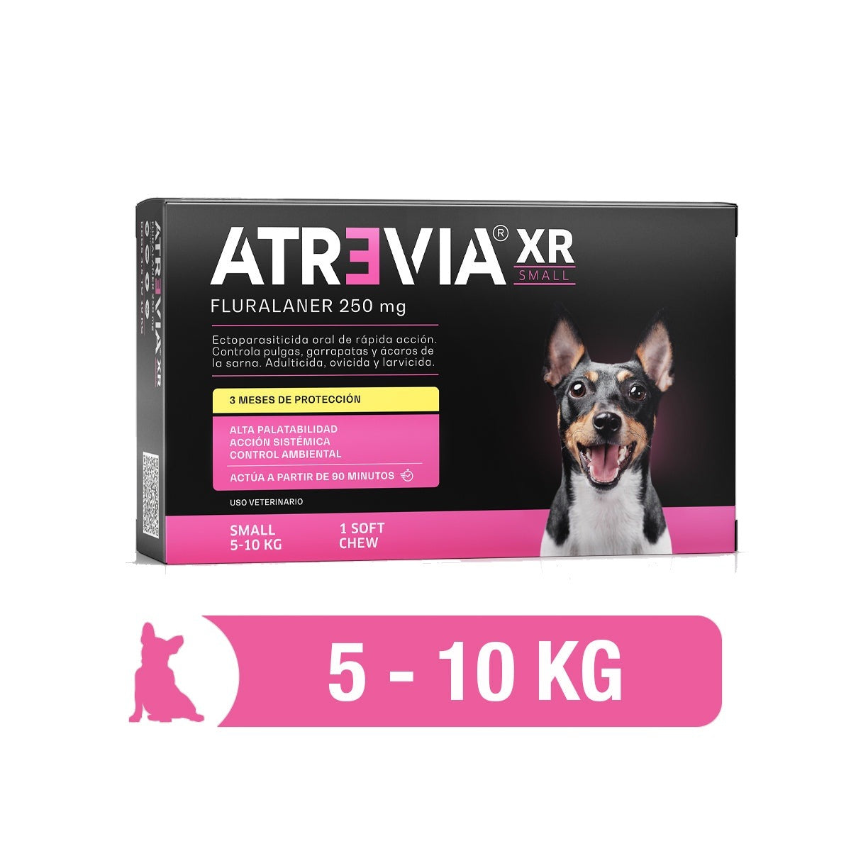 Agrovet Market | Atrevia XR fluralaner antipulgas y antigarrapatas de 3 meses para perros (4 tabletas masticables) – Small · perros de 5 a 10 kg