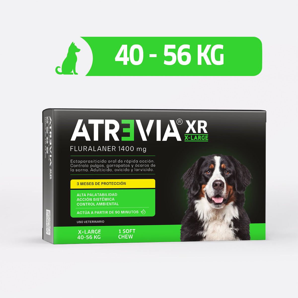 Agrovet Market | Atrevia XR fluralaner antipulgas y antigarrapatas de 3 meses para perros (1 tableta masticable) – X-Large · perros de 40 a 56 kg