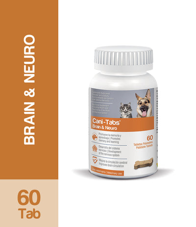 Agrovet Market | Cani-Tabs Brain & Neuro suplemento neuroprotector para perros y gatos (frasco x 60 tabletas) – Frasco x 60 tabletas