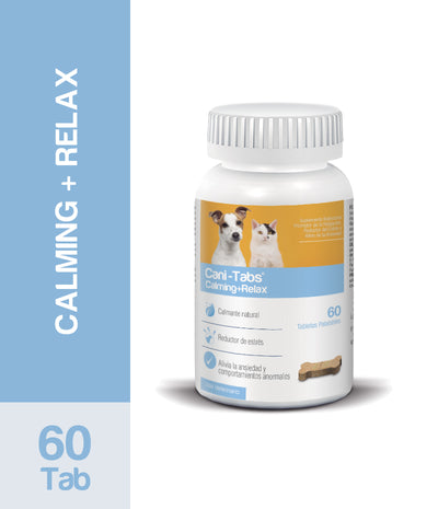 Agrovet Market | Cani-Tabs Calming + Relax suplemento calmante natural para perros y gatos (frasco x 60 tabletas) – Frasco x 60 tabletas
