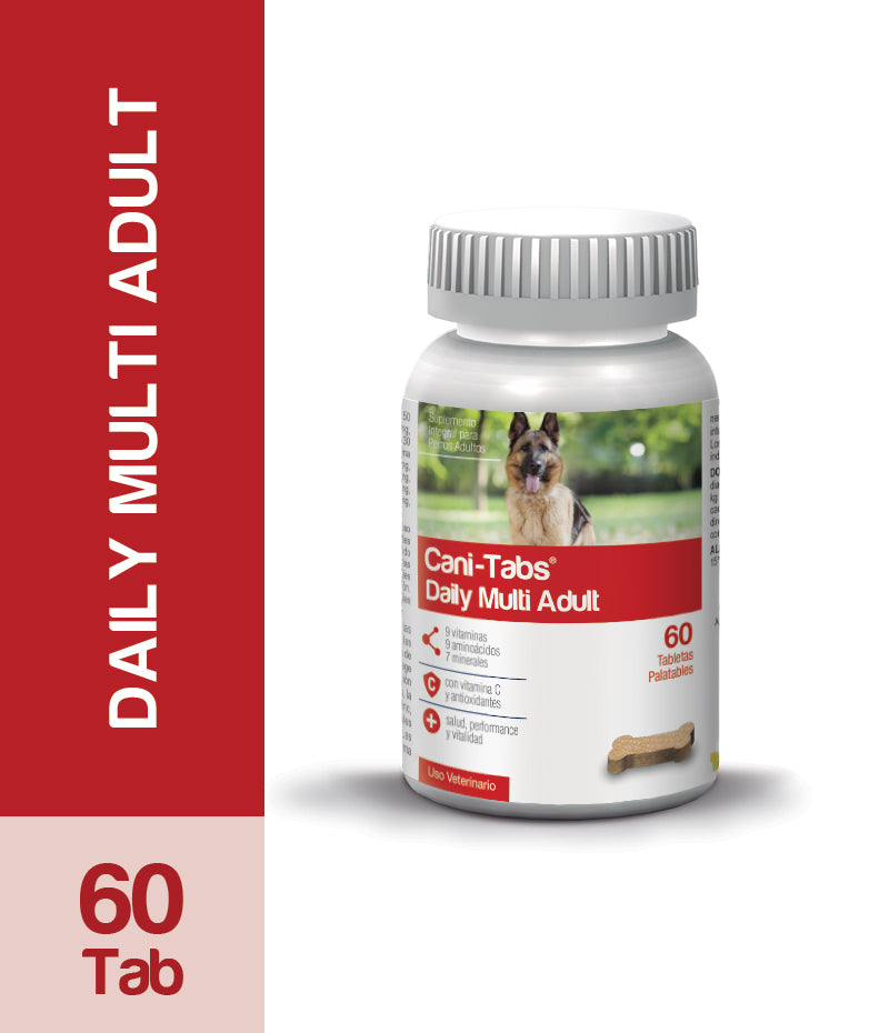 Agrovet Market | Cani-Tabs Daily Multi Adult suplemento de vitaminas, minerales y aminoácidos para perros adultos – Frasco x 60 tabletas