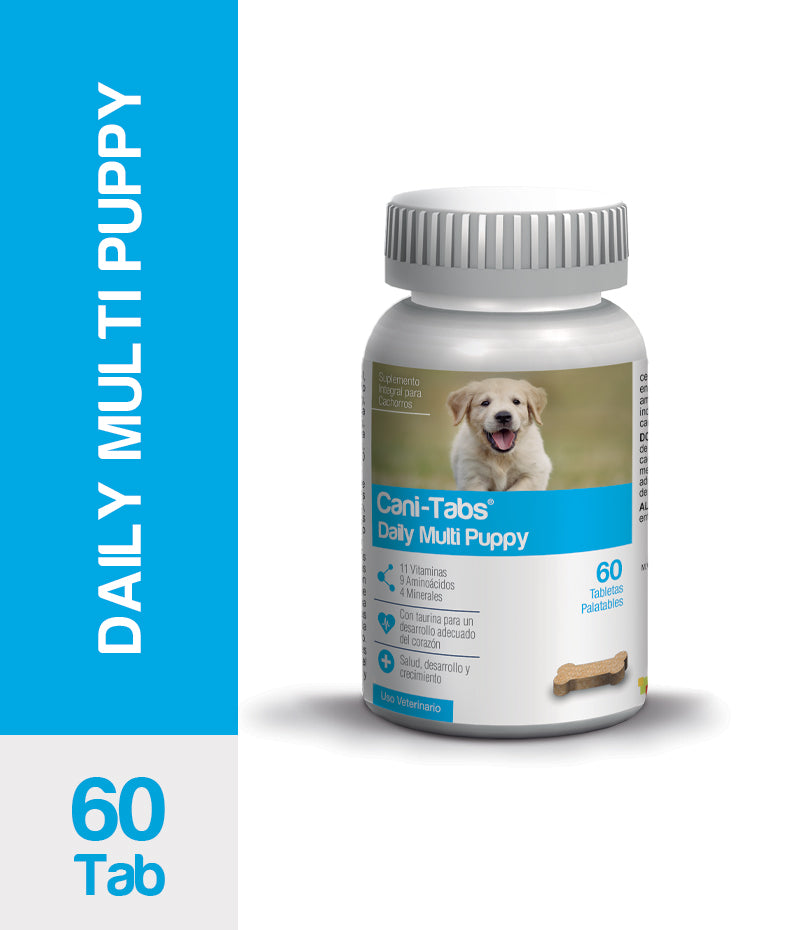 Agrovet Market | Cani-Tabs Daily Multi Puppy suplemento de vitaminas, minerales y aminoácidos para cachorros – Frasco x 60 tabletas