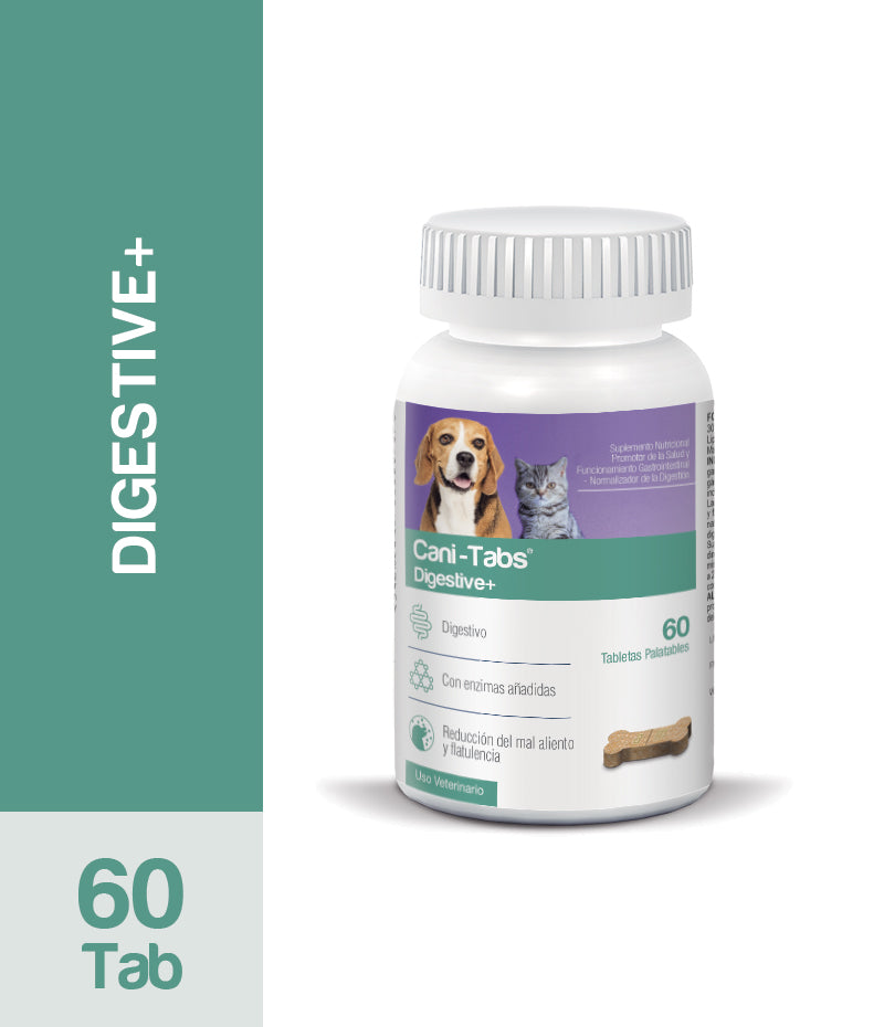 Agrovet Market | Cani-Tabs Digestive+ suplemento digestivo con enzimas para perros y gatos (frasco x 60 tabletas) – Frasco x 60 tabletas