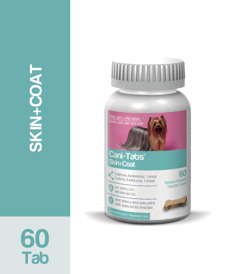 Agrovet Market | Cani-Tabs Skin + Coat suplemento para piel, pelo y uñas de perros (frasco x 60 tabletas) – Frasco x 60 tabletas