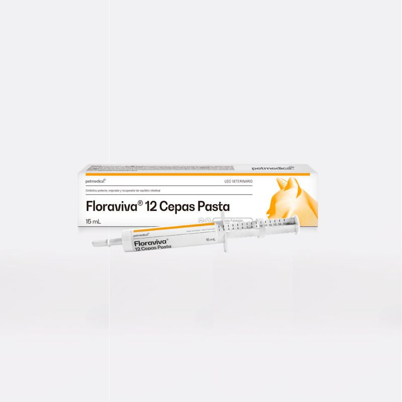 Agrovet Market | Floraviva 12 Cepas Pasta probiótico oral para perros y gatos 15 ml – Jeringa de 15 ml