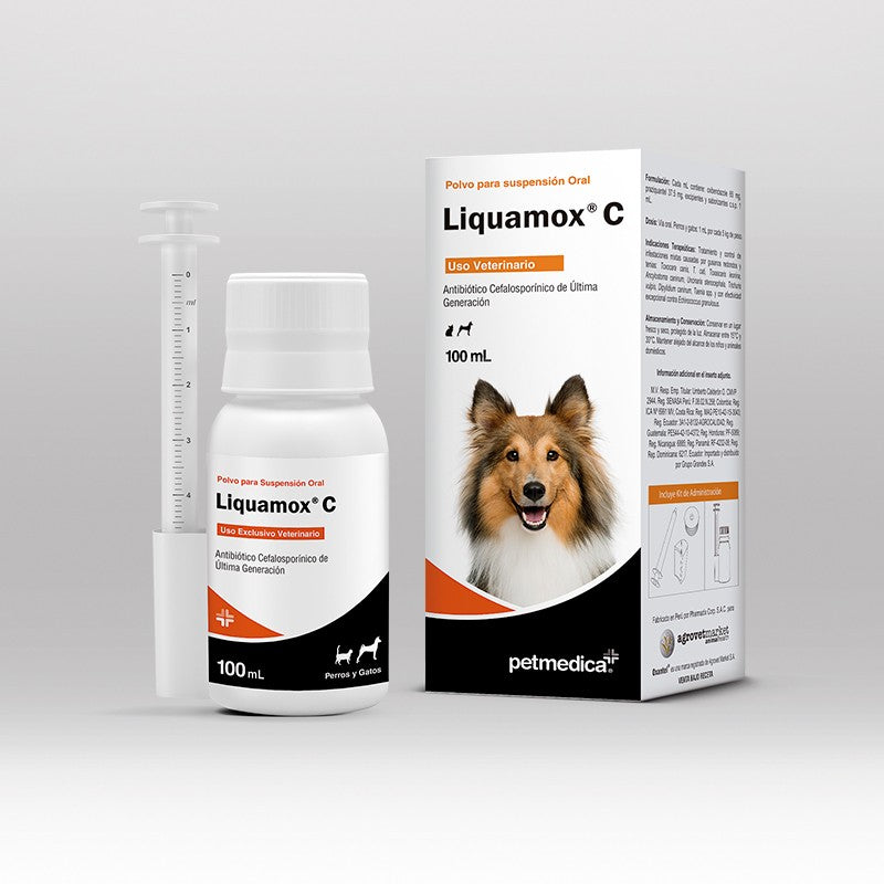 Agrovet Market | Liquamox C amoxicilina y ácido clavulánico en suspensión oral para perros y gatos 100 ml – 100 ml