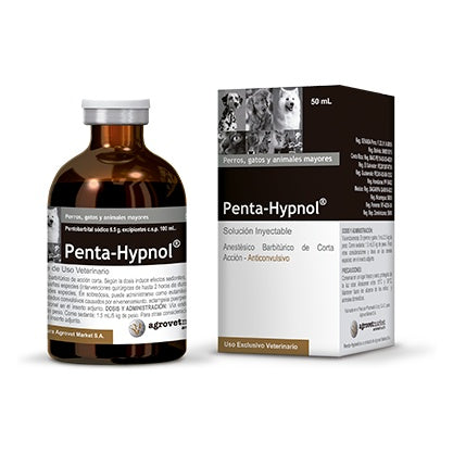 Agrovet Market | Penta-Hypnol pentobarbital sódico solución inyectable anestésica para perros y gatos 50 ml – 50 ml