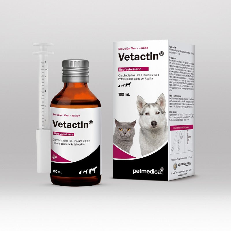 Agrovet Market | Vetactin ciproheptadina estimulante del apetito para perros y gatos 100 ml – Frasco de 100 ml