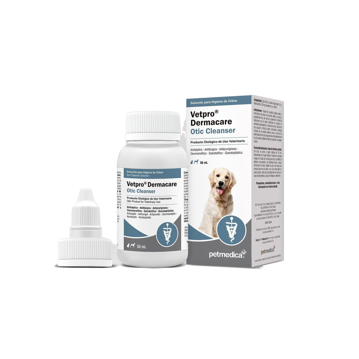 Agrovet Market | Vetpro Dermacare Otic Cleanser limpiador ótico con ácido láctico y salicílico para perros y gatos – 50 ml, 100 ml