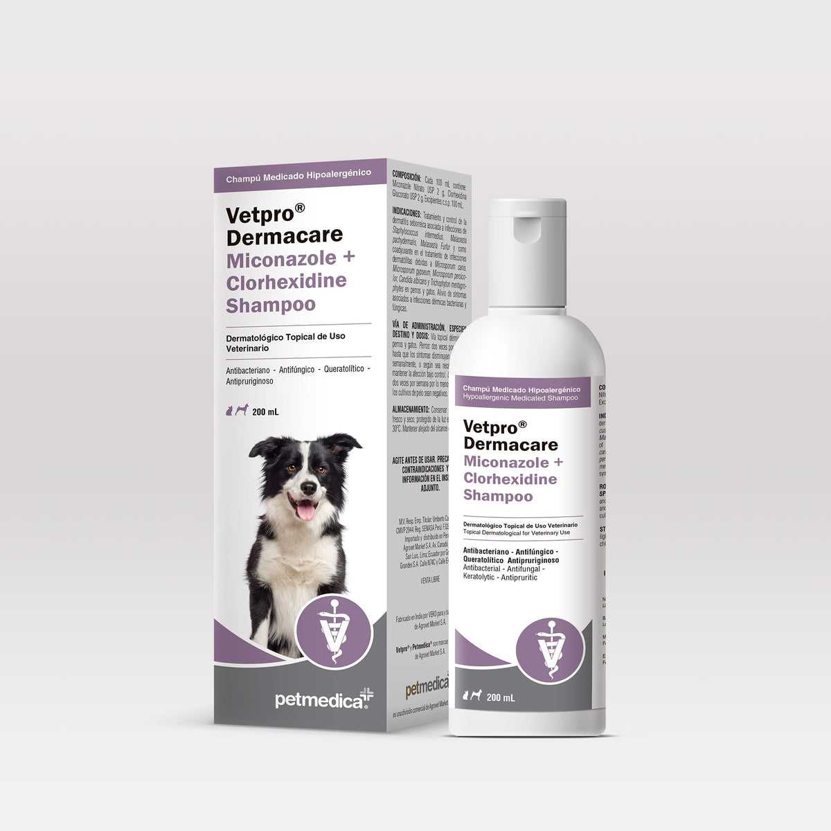 Agrovet Market | Vetpro Dermacare shampoo con miconazol y clorhexidina para perros y gatos – 200 ml, 400 ml
