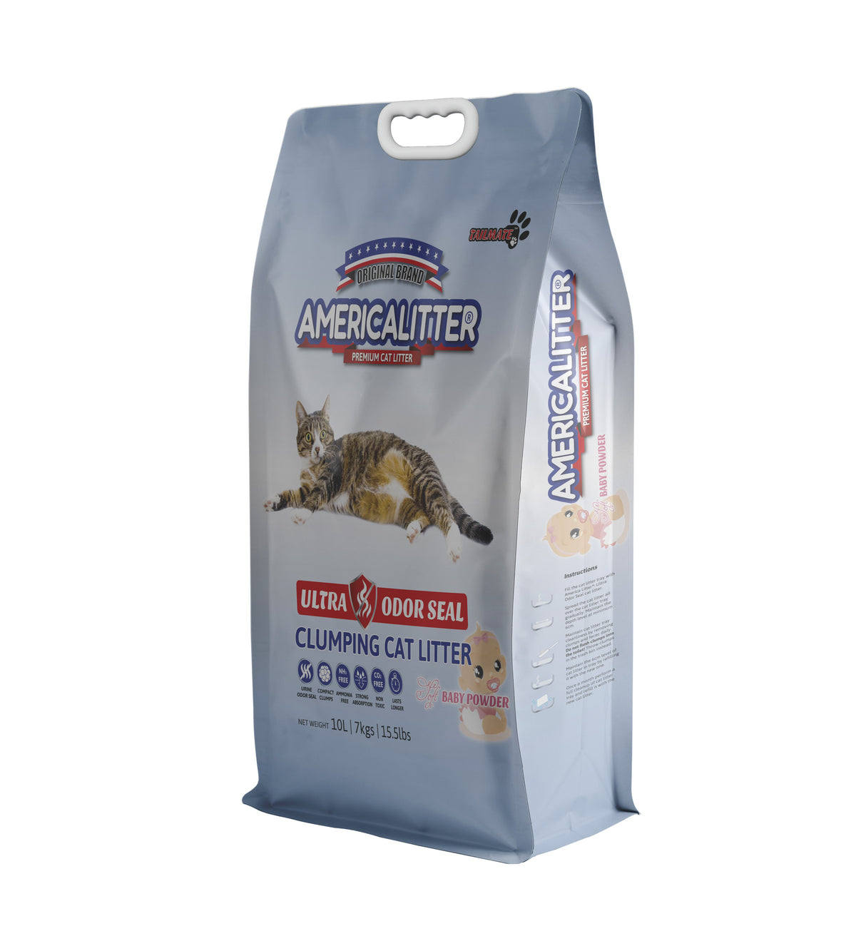 America Litter | Arena sanitaria Ultra Odor Seal aroma talco de bebé — 7 Kg
