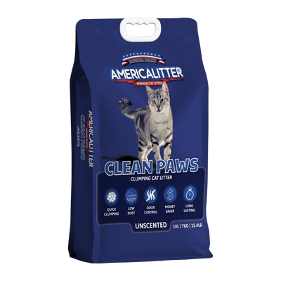 America Litter Clean Paws · envase frontal 7 kg