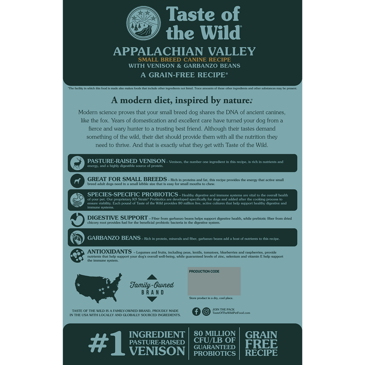 Taste of the Wild | Appalachian Valley adultos de razas pequeñas con venado asado