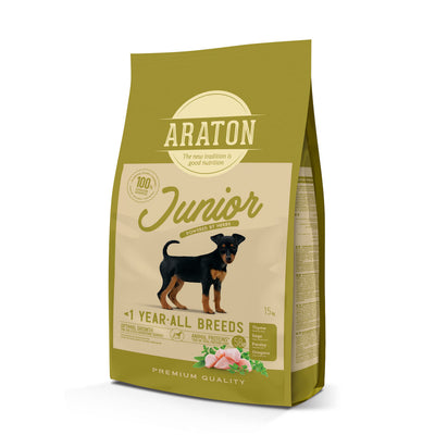 Araton | Alimento seco para cachorros Pollo, pato y pavo All Breeds – 3 kg y 15 kg