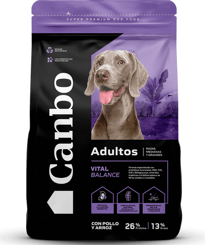 Canbo Vital Balance adultos razas medianas y grandes con pollo y arroz – empaque frontal