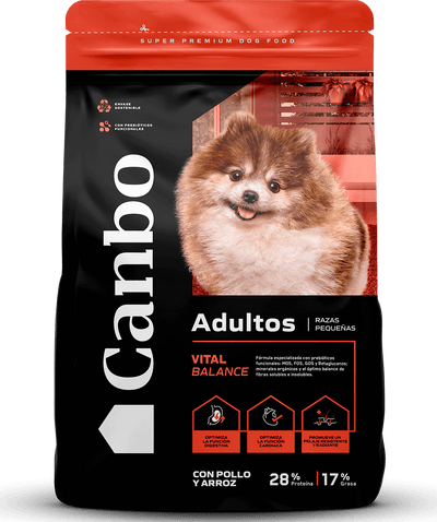 Canbo Vital Balance adultos razas pequeñas con pollo y arroz – empaque frontal