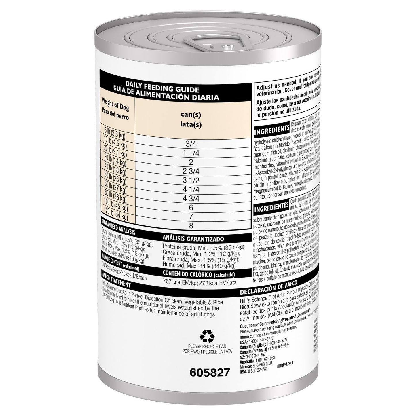 Hill's Science Diet | Alimento húmedo para perros adultos Adult Perfect Digestion (Pack de 6 latas de 362 g)