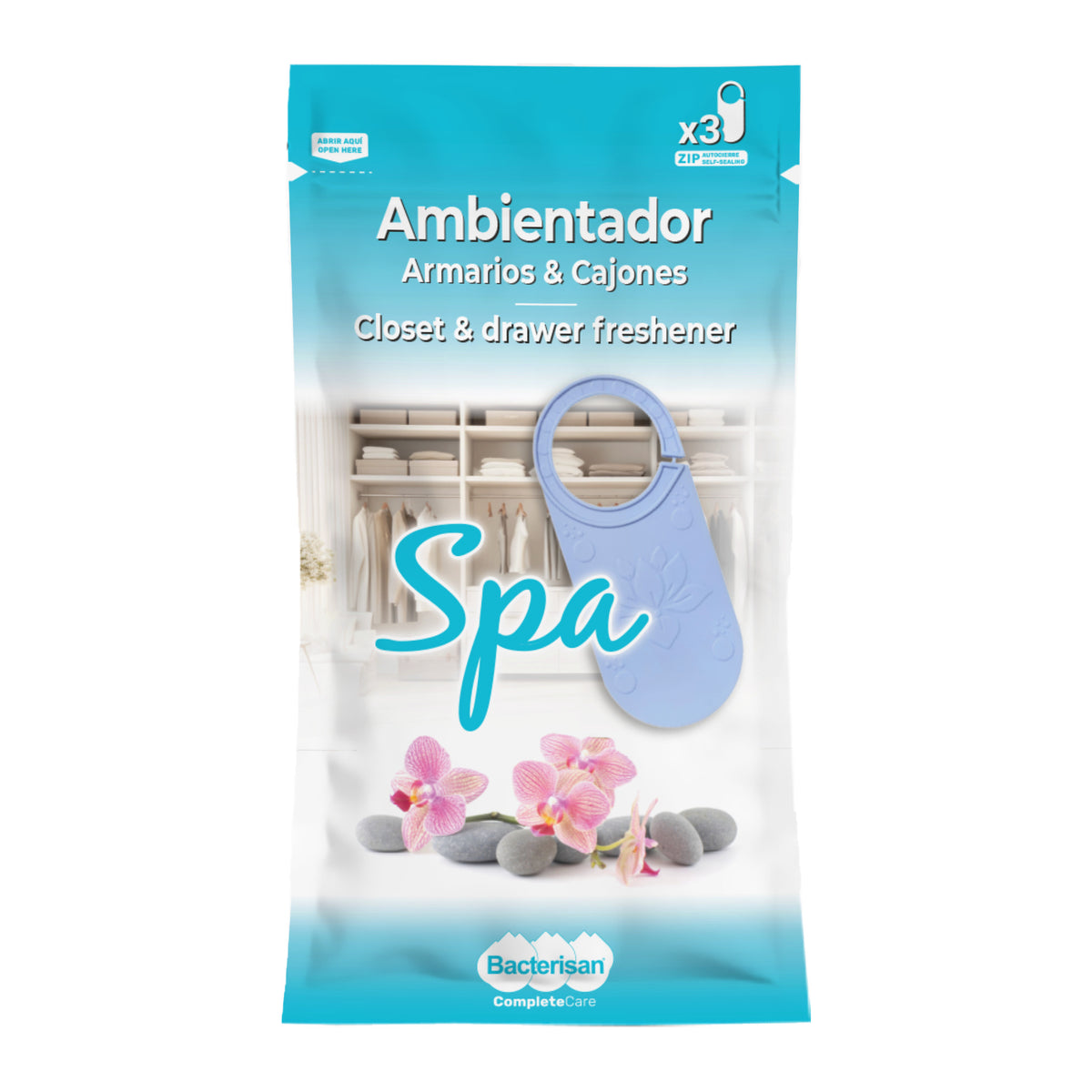 Bacterisan ambientador de armarios y cajones · bolsa de 3, aroma Spa