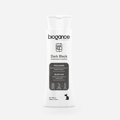 Biogance Dark Black shampoo para pelajes oscuros 250 ml · envase frontal