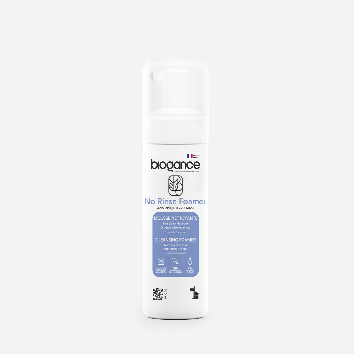 Biogance No Rinse Foamer shampoo sin enjuague para perros 200 ml · envase frontal