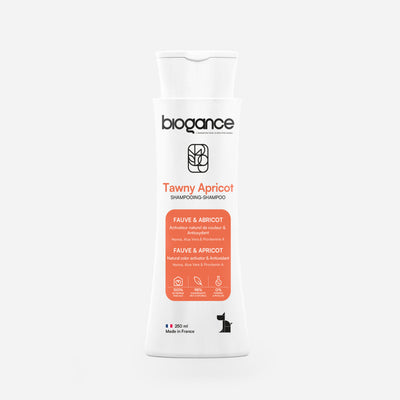 Biogance Tawny Apricot shampoo para pelajes rojizos 250 ml · envase frontal