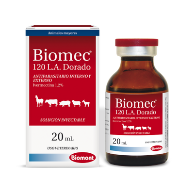 Biomont Biomec 120 L.A. Dorado 20 mL · caja y frasco