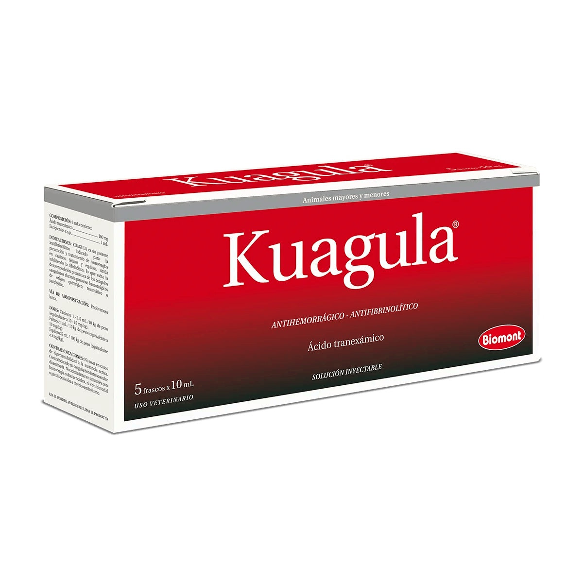 Biomont | Kuagula ácido tranexámico solución inyectable antihemorrágica (caja x 5 frascos de 10 ml) – Caja x 5 frascos de 10 ml