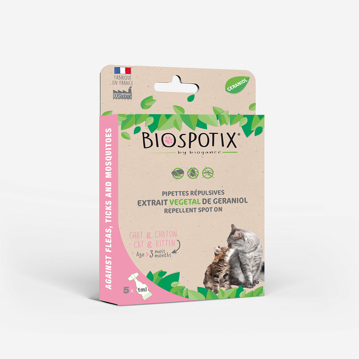 Biospotix pipetas repelentes para gatos x 5 · caja frontal