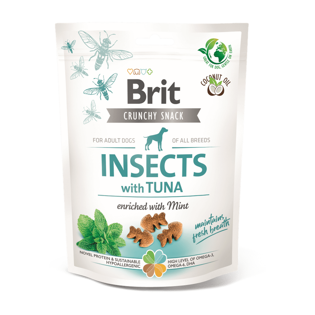 Brit Care Crunchy Cracker insectos con atún y menta · envase frontal