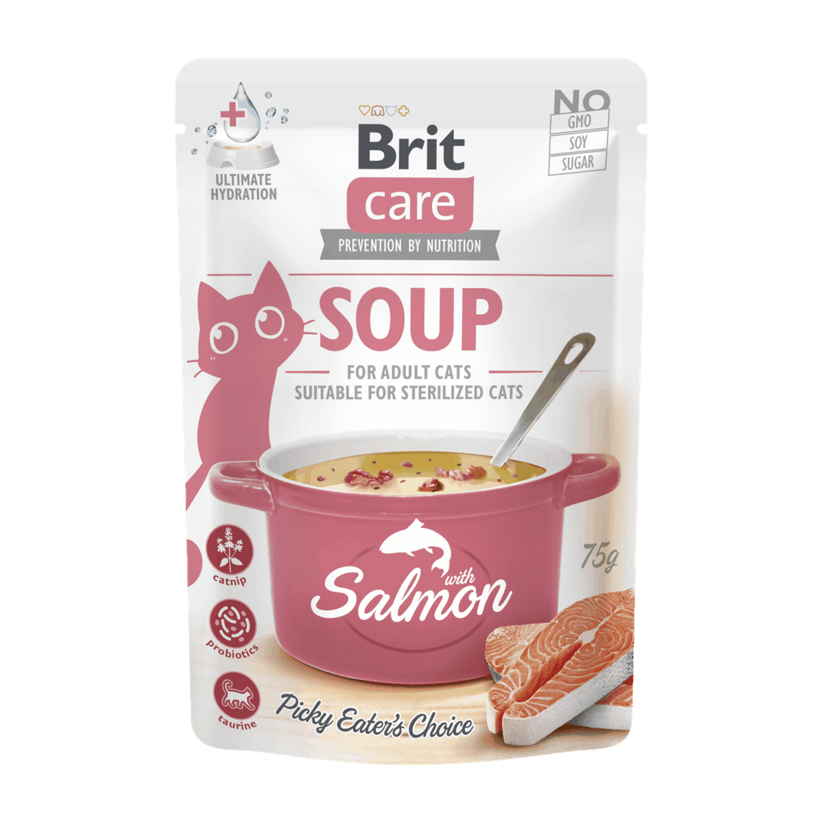 Brit Care Soup con salmón para gatos · envase frontal