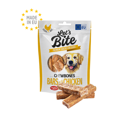Brit Let’s Bite Chewbones Bars with Chicken · envase frontal con barritas