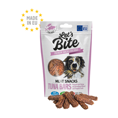 Brit Let’s Bite Meat Snacks Tuna Bars · envase frontal con barritas