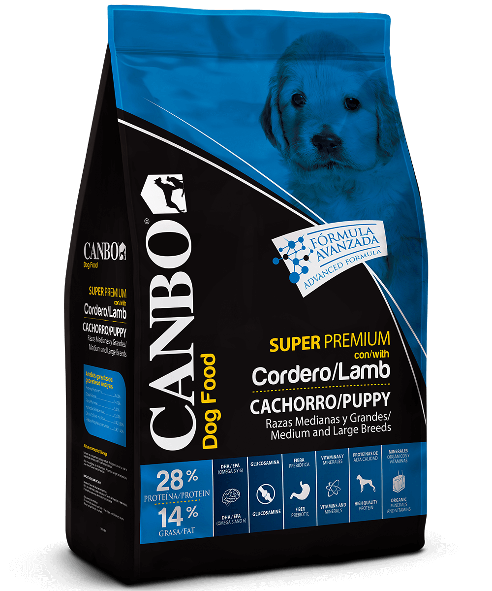 Canbo Cachorros Razas Medianas y Grandes con cordero – lateral derecho del empaque
