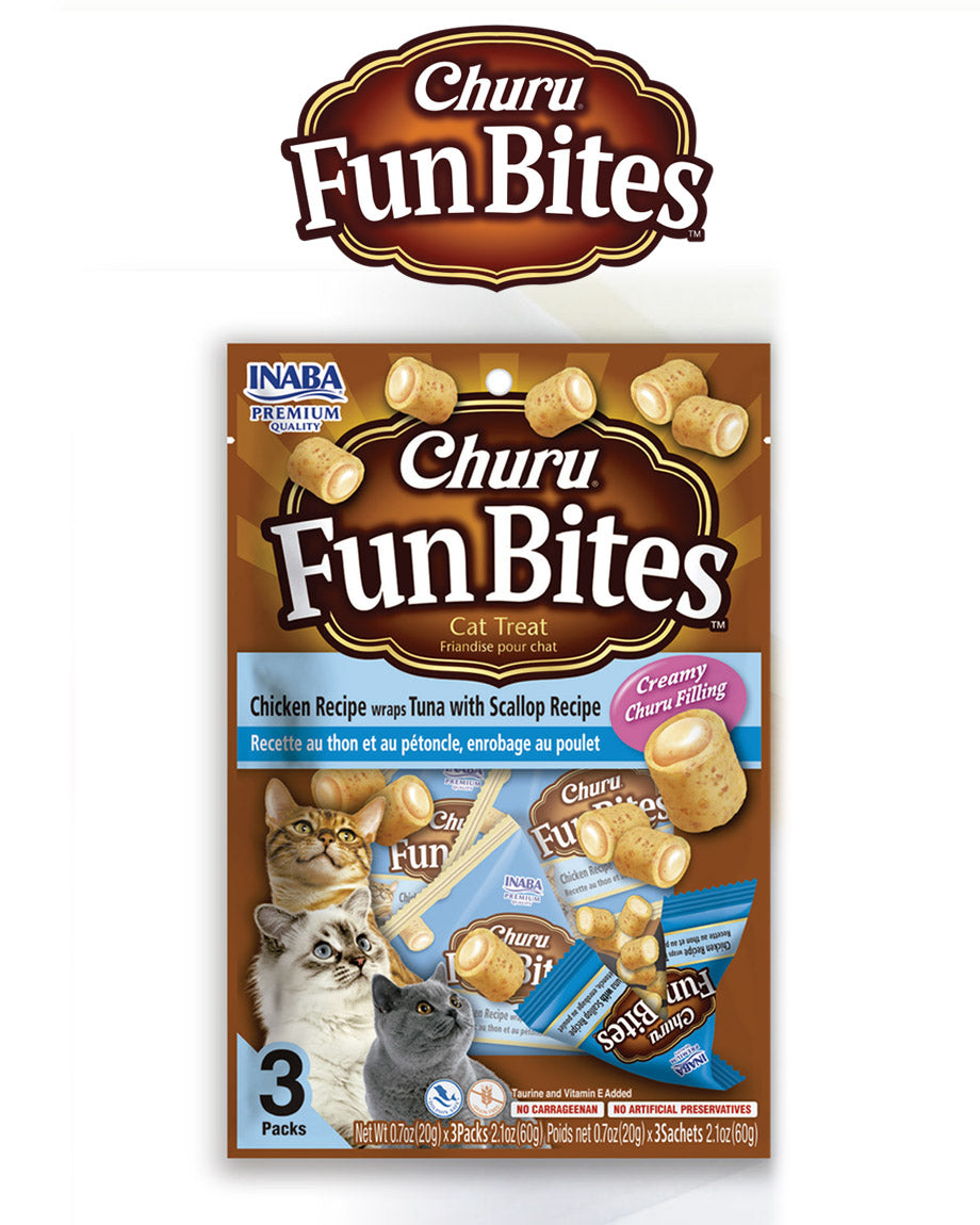 Inaba Churu Fun Bites | Premio horneado con centro cremoso para gatos sabor atún — foto oficial INABA Churu