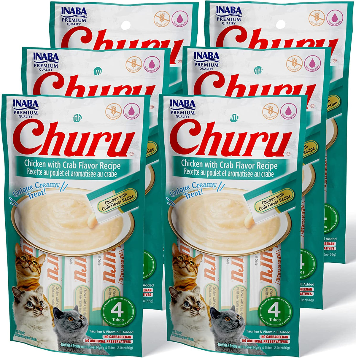 Inaba Churu | Premio cremoso para gatos sabor pollo con cangrejo — foto oficial INABA Churu