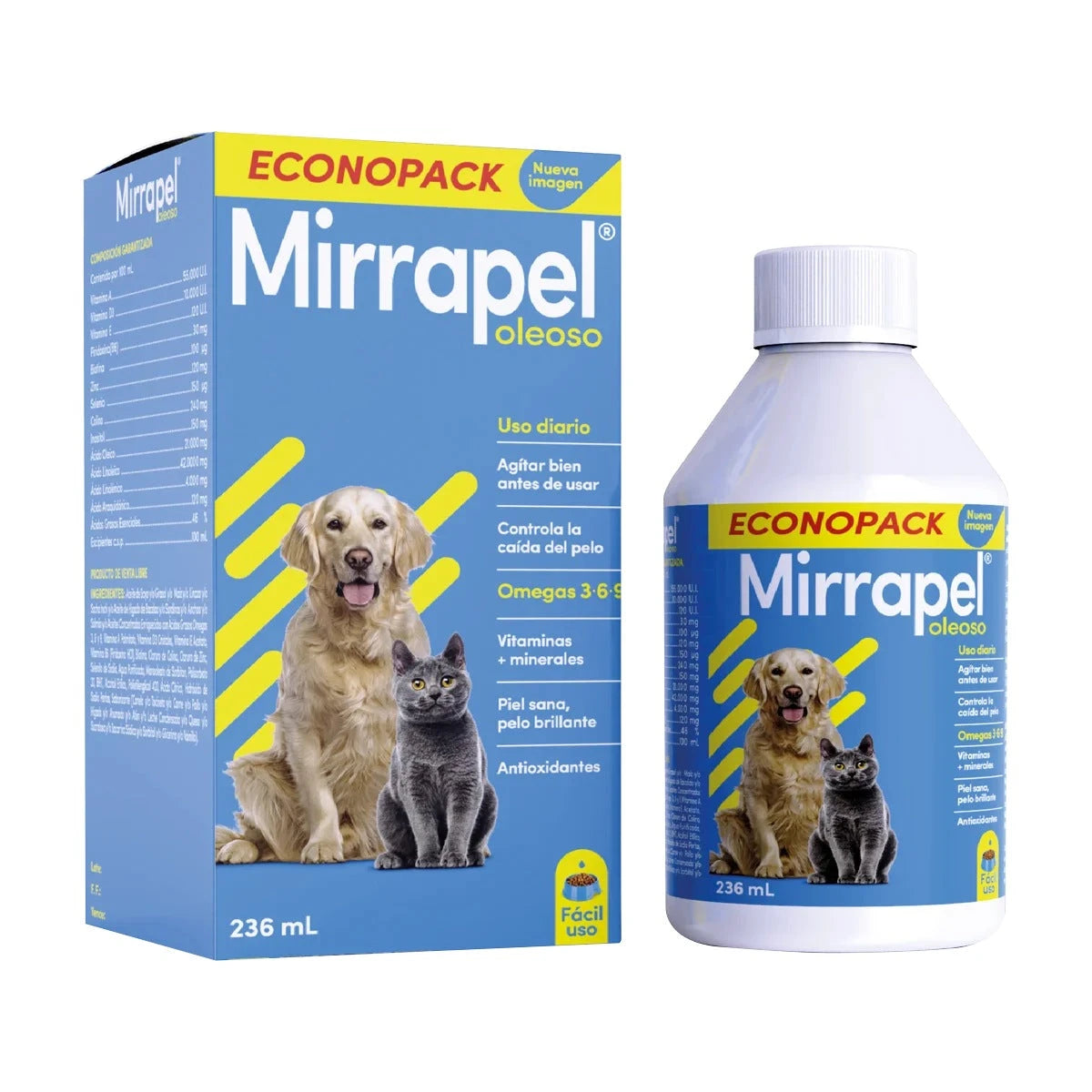 Mirrapel Oleoso 236 ml - suplemento nutricional para perros y gatos