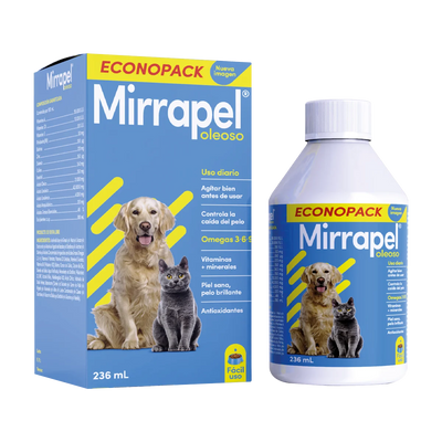 Mirrapel Oleoso 236 ml - suplemento nutricional para perros y gatos