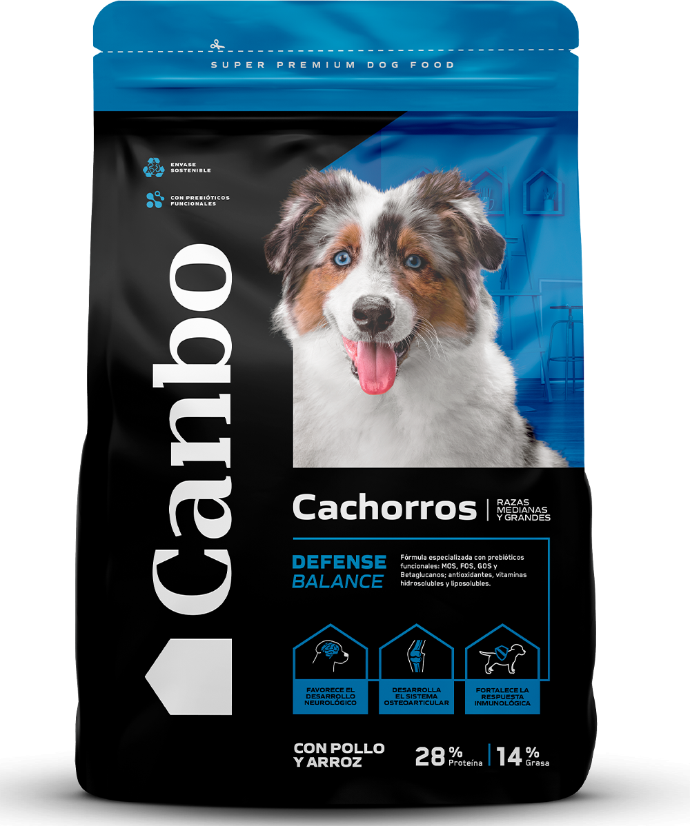 Canbo Defense Balance cachorros razas medianas y grandes con pollo y arroz – empaque frontal