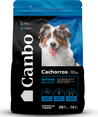Canbo Defense Balance cachorros razas medianas y grandes con pollo y arroz – empaque frontal