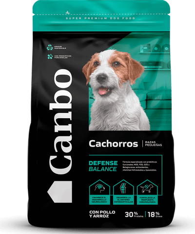 Canbo Defense Balance cachorros razas pequeñas con pollo y arroz – empaque frontal