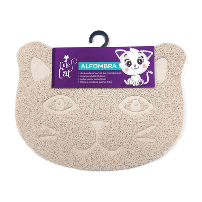 Cute Cat alfombra beige con diseño de gato para arenero, 30 x 40 cm