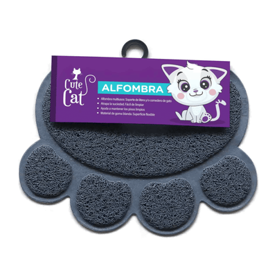 Cute Cat alfombra gris con diseño de huella para arenero, 30 x 40 cm