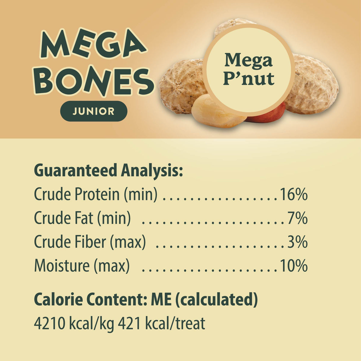 Darford Mega-Bones Junior mantequilla de maní · análisis garantizado